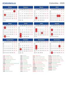 Calendario 2028